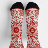 Rot und Weiß, ethnische Bandana Socken (Oben)