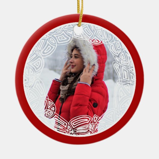 Rot und Weiß Filigree - zweiseitig Keramik Ornament (Vorne)