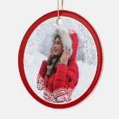 Rot und Weiß Filigree - zweiseitig Keramik Ornament (Links)