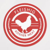 Rot und Weiß Fleishig Label Kosher Fleisch Etiketten (Design 1)
