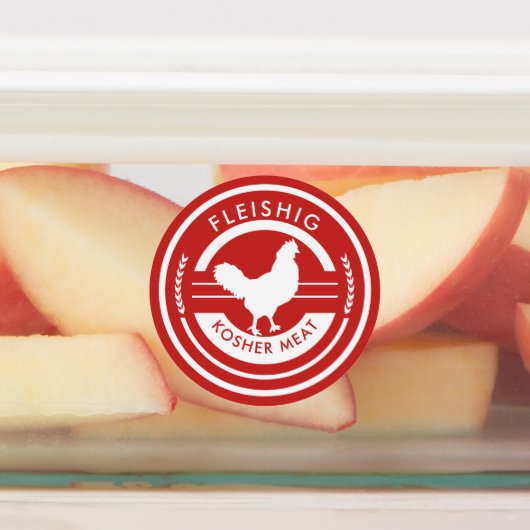 Rot und Weiß Fleishig Label Kosher Fleisch Etiketten (Befestigt)