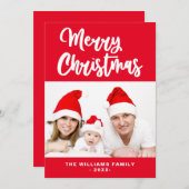 Rot und Weiß Foto Name frohe Weihnachten (Vorne/Hinten)