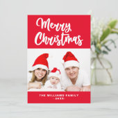 Rot und Weiß Foto Name frohe Weihnachten (Stehend Vorderseite)