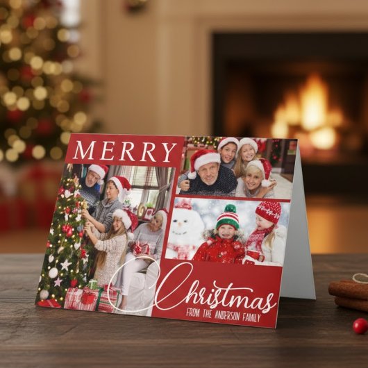 Rot und Weiß frohe Weihnachten Drei Foto Klassik