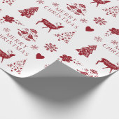 Rot und Weiß frohe Weihnachten Geschenkpapier (Ecke)