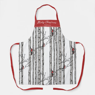 Rot und Weiß Frohe Weihnachten Kardinal Bird Birch Schürze