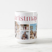 Rot und Weiß frohe Weihnachten Modernes Foto Kaffeetasse (Mittel)