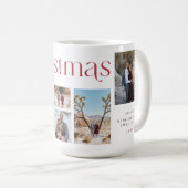Rot und Weiß frohe Weihnachten Modernes Foto Kaffeetasse (VorderseiteRechts)