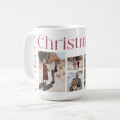 Rot und Weiß frohe Weihnachten Modernes Foto Kaffeetasse (Vorderseite Links)