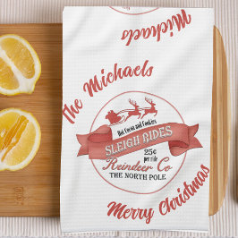 Rot und Weiß frohe Weihnachten Personalisiert Geschirrtuch