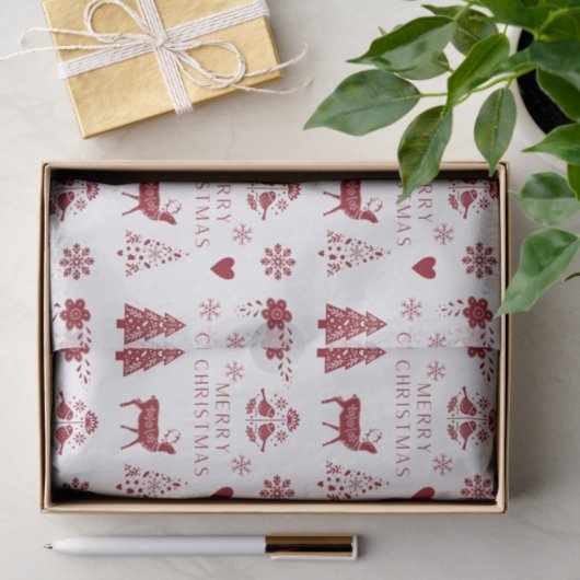 Rot und Weiß frohe Weihnachten Seidenpapier (Geschenk)