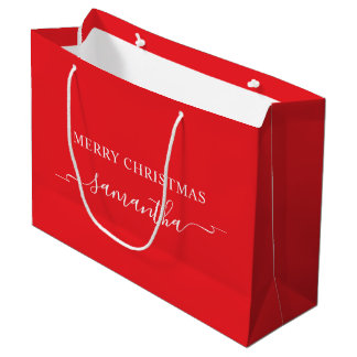 Rot und Weiß Frohe Weihnachtsblume Name Große Geschenktüte