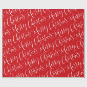 Rot und Weiß frohe Weihnachtskalligraphie Urlaub Geschenkpapier (Flach)