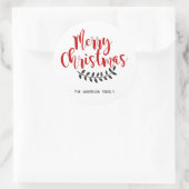 Rot und Weiß Frohe Weihnachtskleber Personalisiert Runder Aufkleber (Tasche)