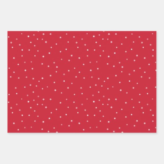 Rot und weiß frohe Weihnachtsschneeflocken Sterne Geschenkpapier Set (Vorderseite 3)