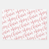 Rot und weiß frohe Weihnachtsschneeflocken Sterne Geschenkpapier Set (Vorderseite)