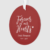 Rot und Weiß für immer in unserem Hearts Memorial  Ornament (Vorderseite)