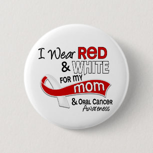 Rot und Weiß für meinen Mundkrebs der Mama-42 Button