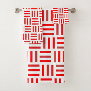 rot und weiß geometrisch badhandtuch set