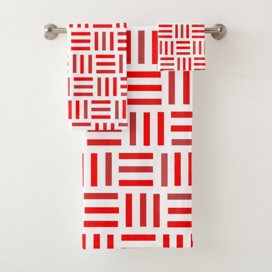rot und weiß geometrisch badhandtuch set (Insitu)