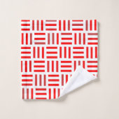 rot und weiß geometrisch badhandtuch set (Waschlappen)