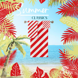 Rot und Weiß gestreift Badhandtuch Set