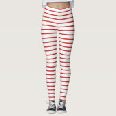 Rot und Weiß gestreift Leggings (Vorderseite)