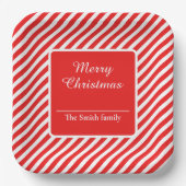 Rot und weiß gestreift pappteller (Vorderseite)