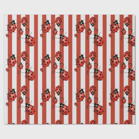 Rot und Weiß gestreifte Ladybug Geschenkpapier (Flach)