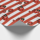 Rot und Weiß gestreifte Ladybug Geschenkpapier (Ecke)