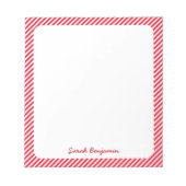 Rot und Weiß gestreifte Santa's List Minimal Elega Notizblock (Vorderseite)