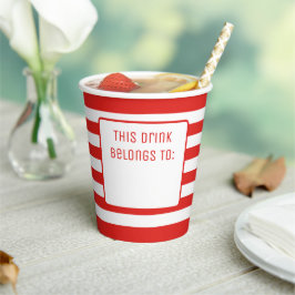 Rot und Weiß gestrichen "Dieses Getränk gehört zu" Pappbecher