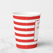 Rot und Weiß gestrichen "Dieses Getränk gehört zu" Pappbecher (Rechts)