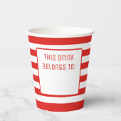 Rot und Weiß gestrichen "Dieses Getränk gehört zu" Pappbecher (Vorderseite)