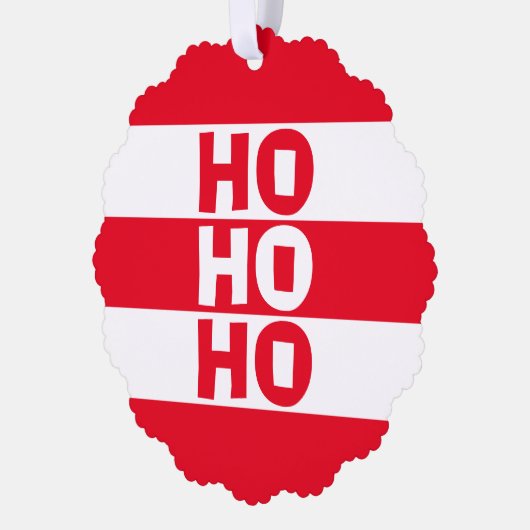 Rot und weiß gestrichen "Ho Ho Ho" Ornament Karte (Links)
