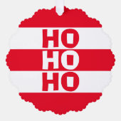 Rot und weiß gestrichen "Ho Ho Ho" Ornament Karte (Vorderseite)