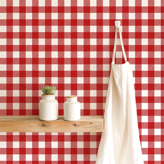 Rot und Weiß Gingham Checkered Tapete (Von Creator hochgeladen)