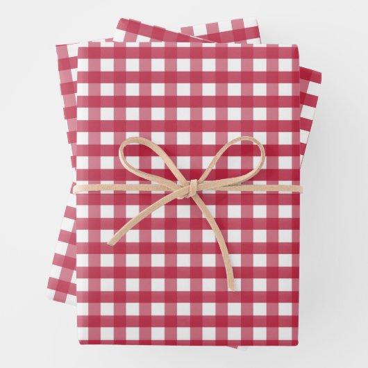 Rot und Weiß Gingham Cotattcore Geschenkpapier Set (Beispiel)