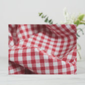Rot und Weiß Gingham Fabric Einladung (Stehend Vorderseite)