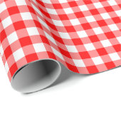 Rot und Weiß Gingham Geschenkpapier (Rolleneckpunkt)