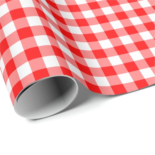 Rot und Weiß Gingham Geschenkpapier (Rolleneckpunkt)