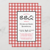 Rot und Weiß Gingham GRILLEN Picnic Party Einladung (Vorne/Hinten)