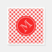 Rot und Weiß Gingham, Ihre Monogramm Serviette (Vorderseite)