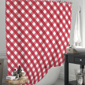 Rot und Weiß Gingham Kariert Duschvorhang