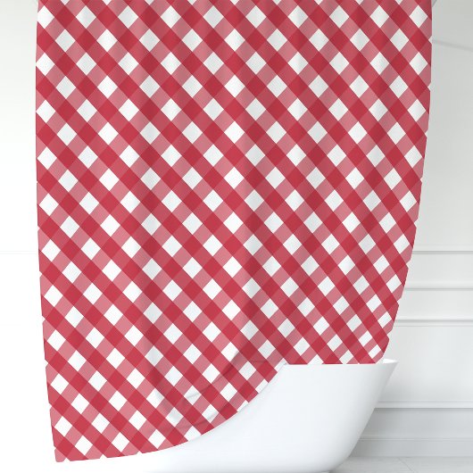 Rot und Weiß Gingham Kariert Duschvorhang