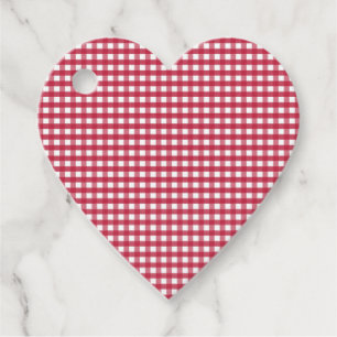 Rot und Weiß Gingham Kariert Geschenkanhänger