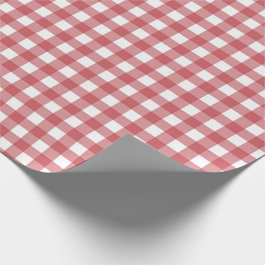 Rot und Weiß. Gingham Karo. Geschenkpapier (Ecke)