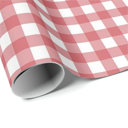 Rot und Weiß. Gingham Karo. Geschenkpapier (Rolleneckpunkt)