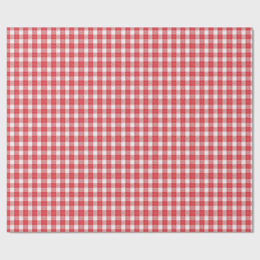 Rot und Weiß Gingham Karo Picnic Geschenkpapier (Flach)