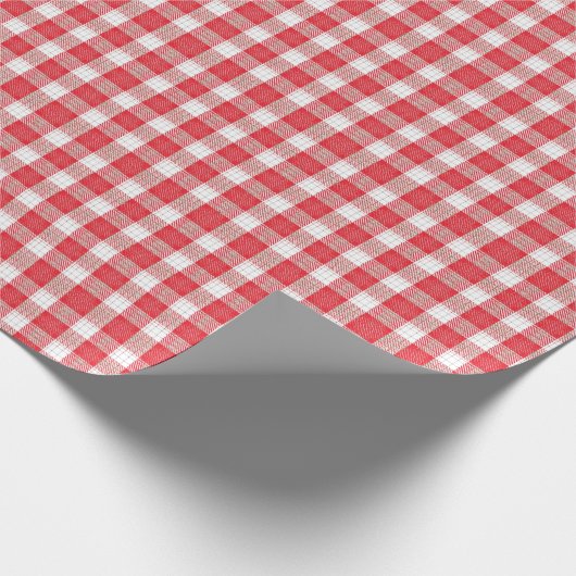 Rot und Weiß Gingham Karo Picnic Geschenkpapier (Ecke)